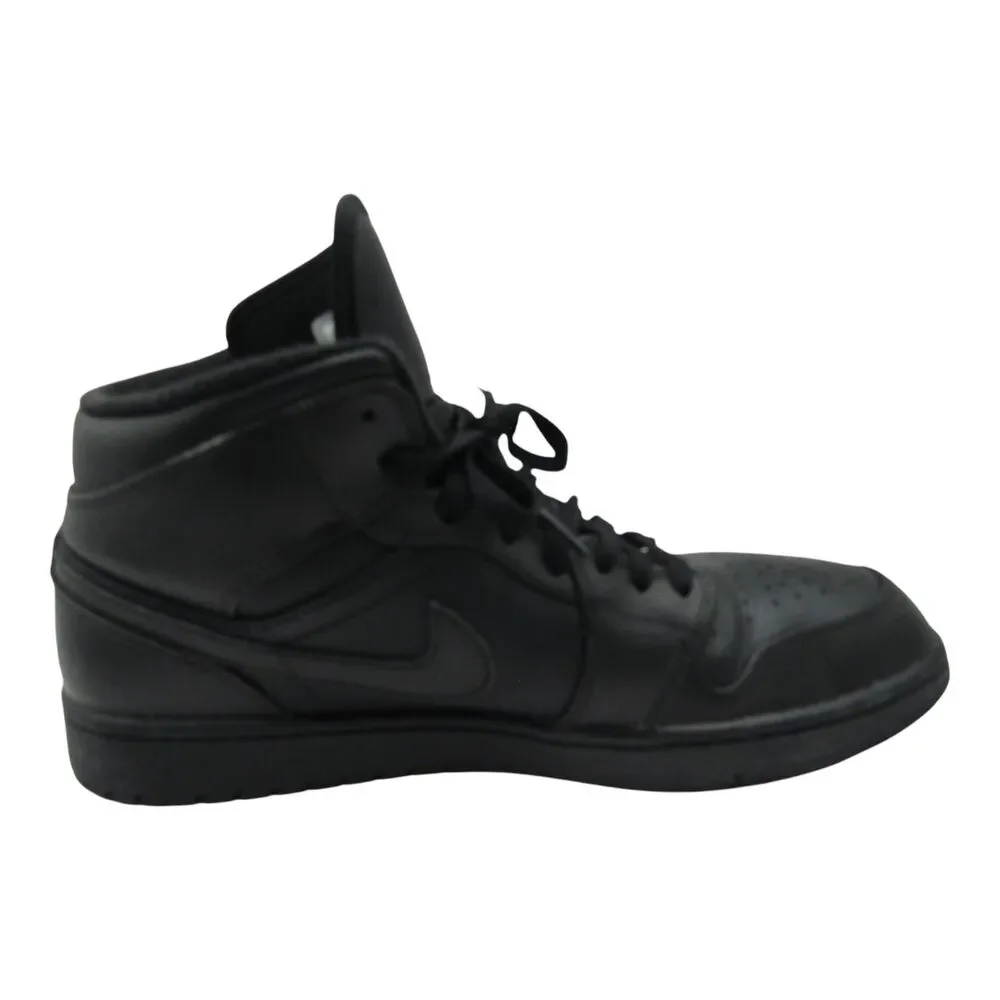 Nike Air Jordan 1 Mid Triple Black 554724-010 Men's Shoes Size 13